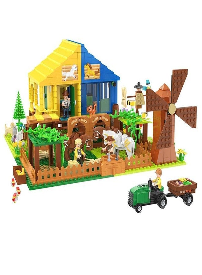 Brighterbee Building Blocks Farm House Set with Tractor, Windmill, Animals, and Accessories, 800+ Pieces - Image 5